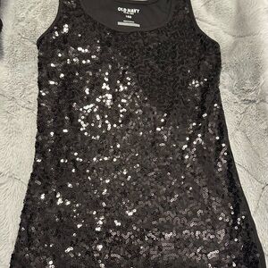 Old Navy Sparkling Black Sequin Tank Top